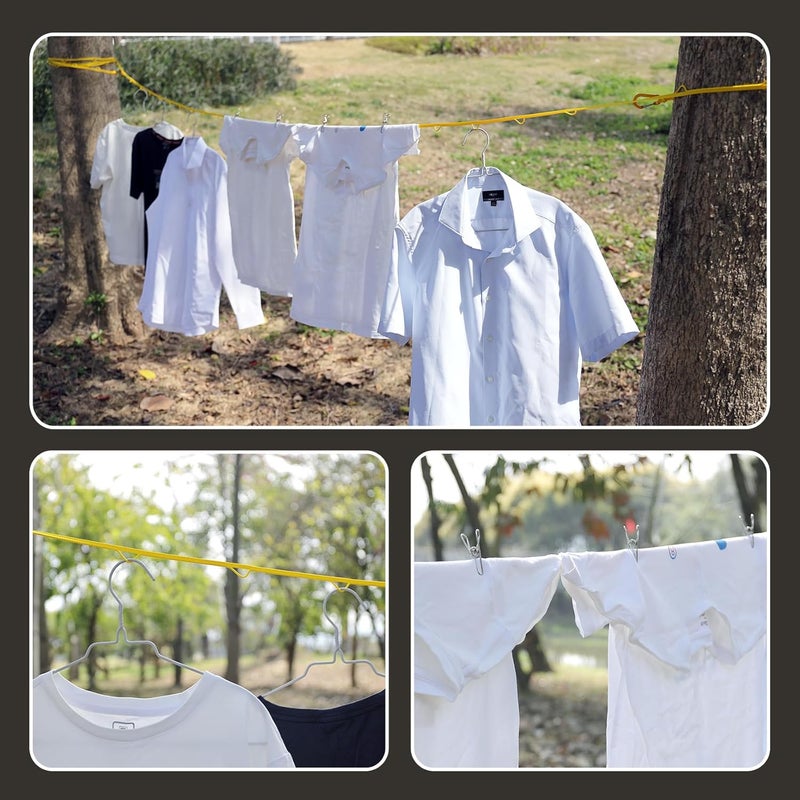 Packgoape Portable Travel Clothesline, Windproof Clothes Laundry Line with Clothespins & Hang Holes, Indoor & Outdoor Clothes Drying Rope for Hotel, Backyard,Cruise Ships, Camping (Yellow, 16 Ft) - Image 5